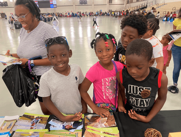 Children at an educational community event